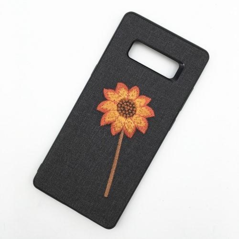 Natur zselés tok textil felülettel Samsung Galaxy Note 8-hoz - fekete virág