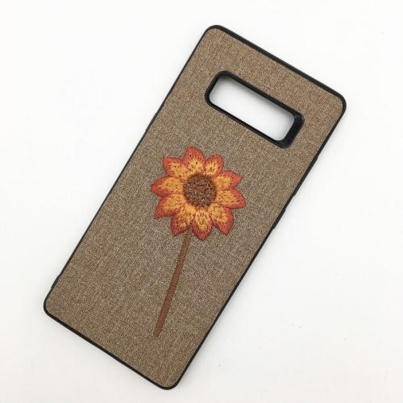 Natur zselés tok textil felülettel Samsung Galaxy Note 8-hoz - szürke virágos