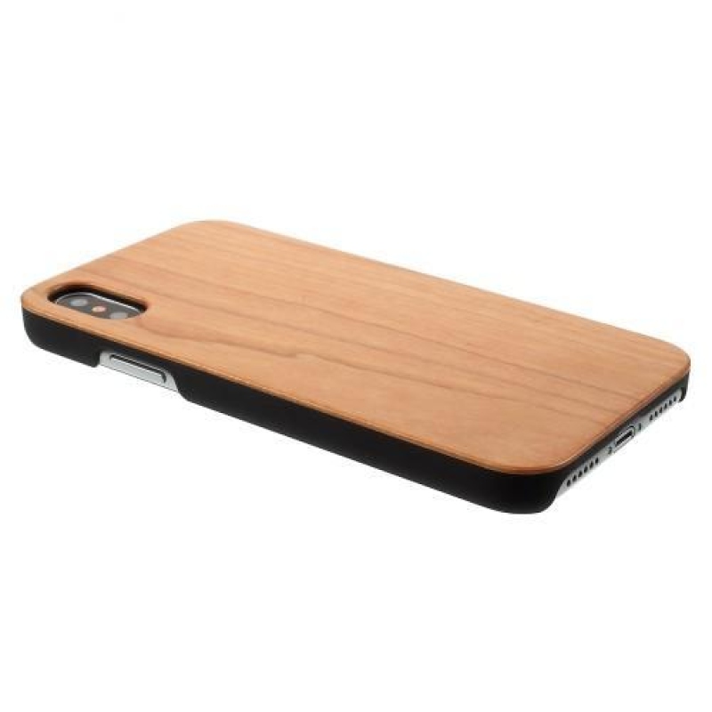 Natur műanyag tok fa hátlappal iPhone X készülékhez - cseresznye