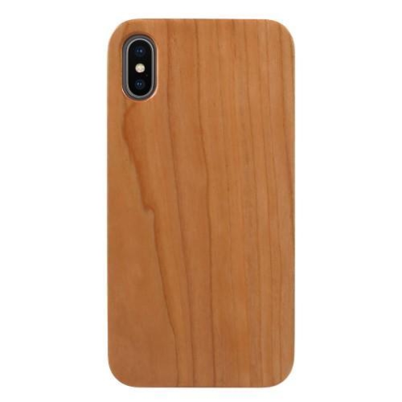 Natur műanyag tok fa hátlappal iPhone X készülékhez - cseresznye