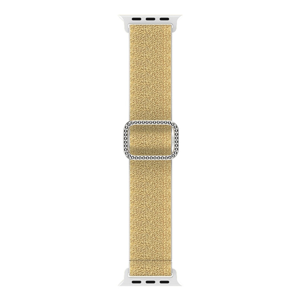 Dekor nejlon szíj Apple Watch Ultra/Ultra 2 49mm/SE/SE 2022/2023 44mm/9/8/7 45mm/6/5/4 44mm/3/2/1 42 mm-es Apple Watch Ultra/Ultra 2 órához - arany/fehér