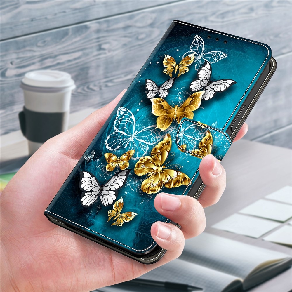 Firmly book tok Samsung Galaxy A17 5G/A26 5G - arany és fehér lepkék