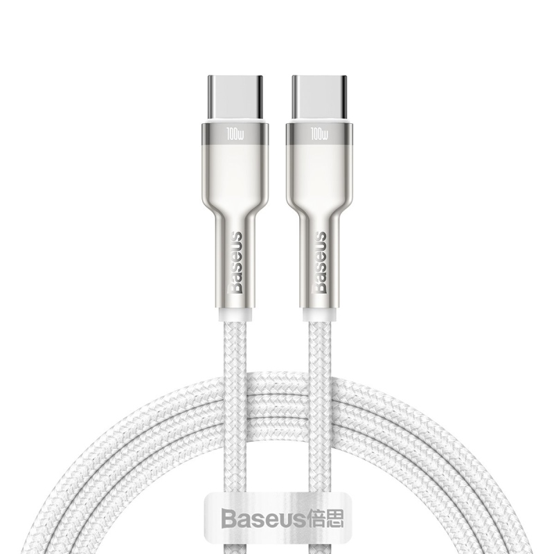 Baseus Cafule Metal sorozatú adatkábel USB-C - USB-C 100W 1m Fehér