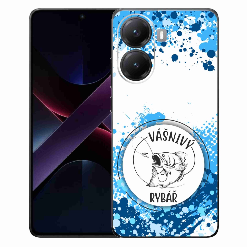 Gél borító mmCase a Xiaomi Poco X7 Pro 5G számára - szenvedélyes halász fehér háttérrel