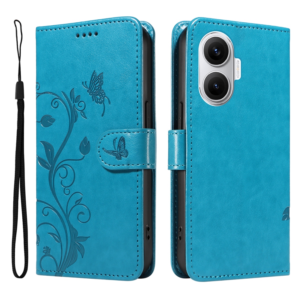 Virágok könyv tok Xiaomi Poco F7 5G-hez - kék