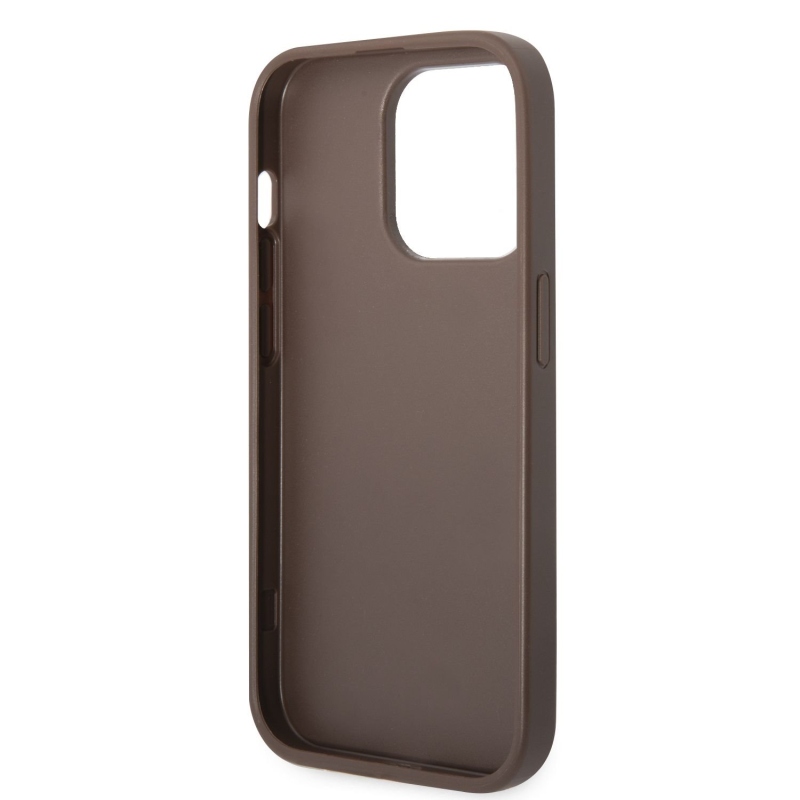 Guess PU 4G csíkos hátlap iPhone 14 Pro barna színű iPhone 14 Pro számára