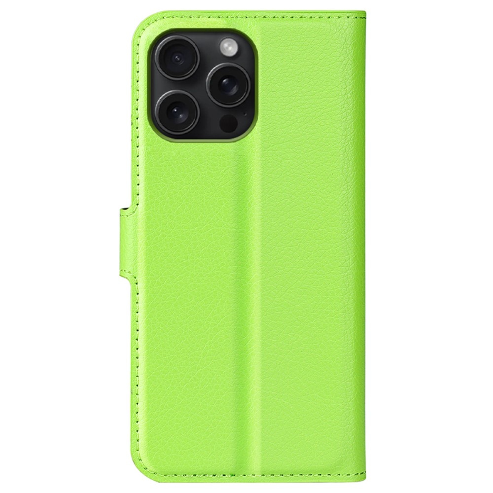 Litchi könyvtáska iPhone 16 Pro készülékhez - zöld