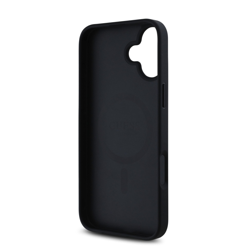 Guess PU bőr 4G rózsák MagSafe hátlap iPhone 16-hoz Fekete