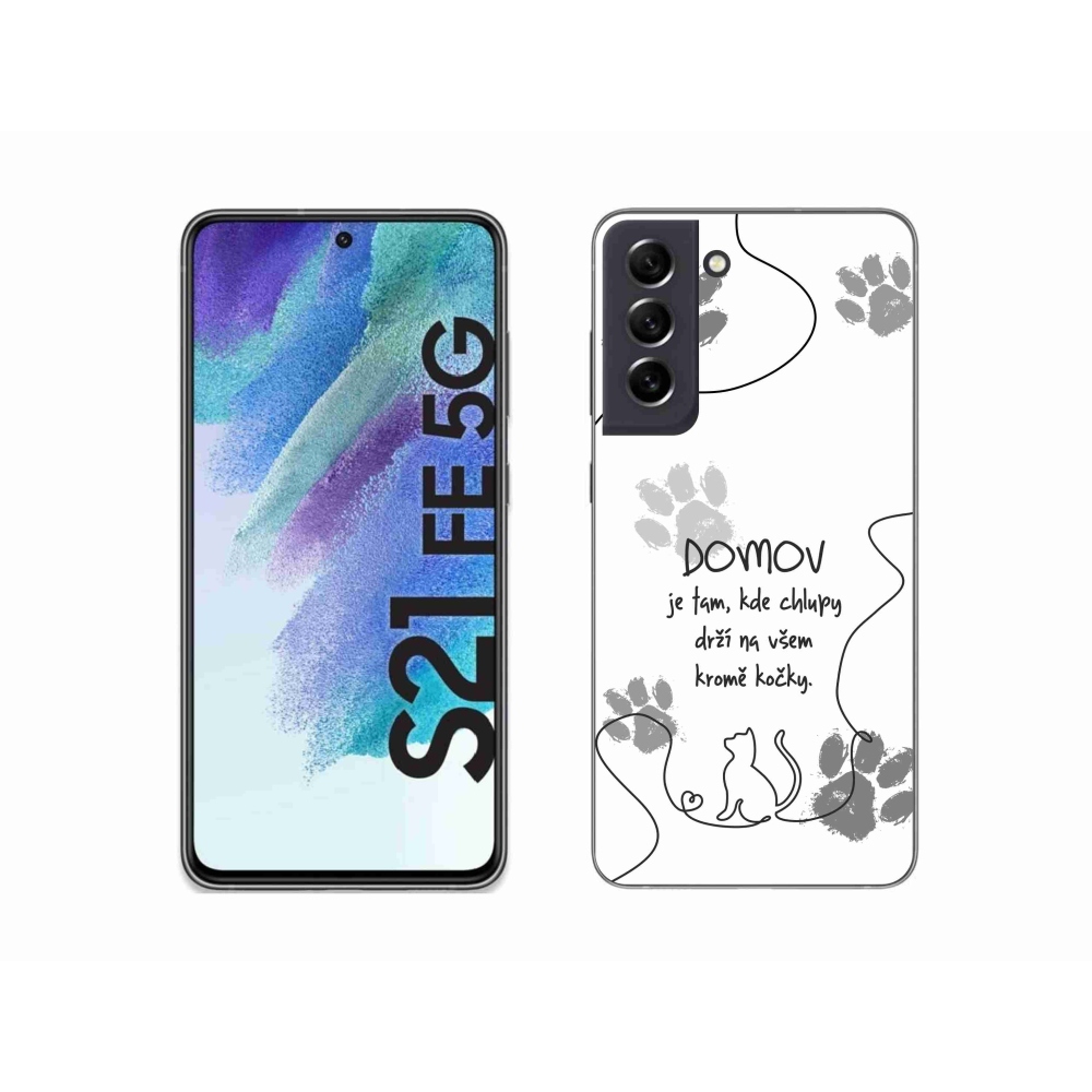 Gél borítás mmCase Samsung Galaxy S21 FE 5G - macska motívum fehér háttérrel