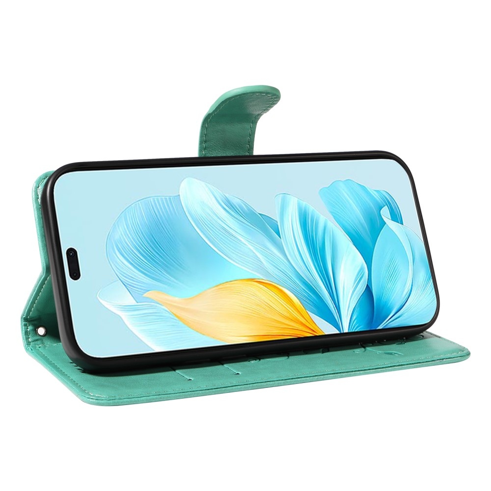 Virágok könyvtáska a Honor 200 Lite 5G-hez - teal színű
