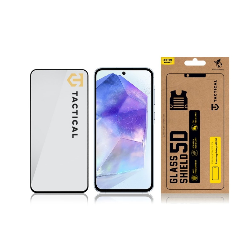 Taktikai üvegpajzs 5D üveg a Samsung Galaxy A55 5G Fekete számára
