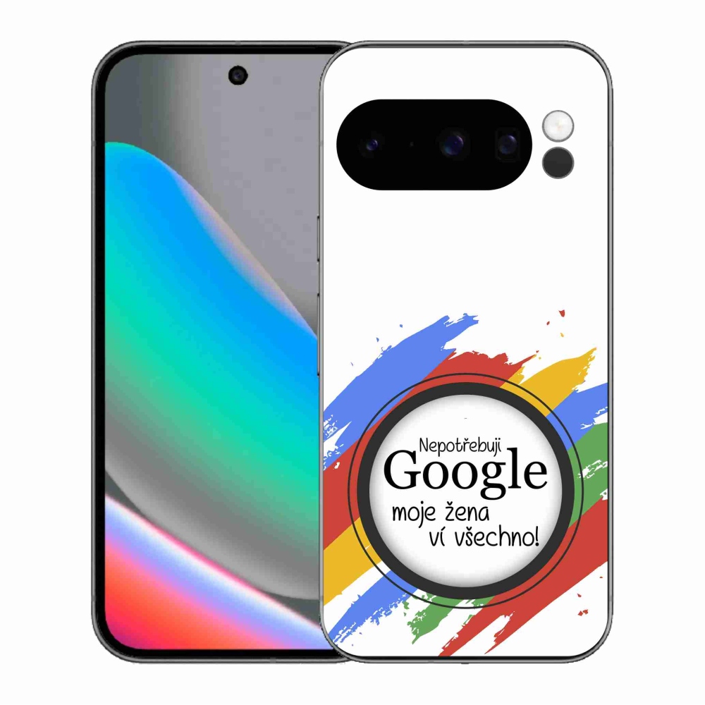 Gél borító mmCase a Google Pixel 10 Pro - nő tudja, minden fehér háttérrel