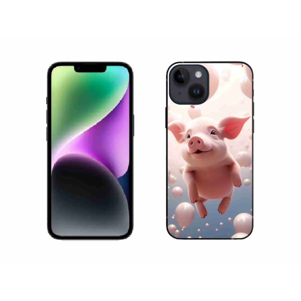 Gél borítás mmCase iPhone 14 készülékhez - malacka lufikkal