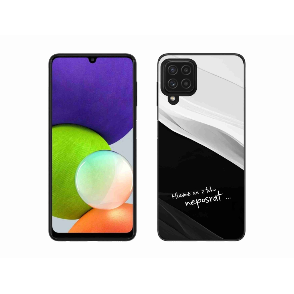 Gél borító mmCase Samsung Galaxy A22 4G - vicces szöveg 13 fekete és fehér háttérrel