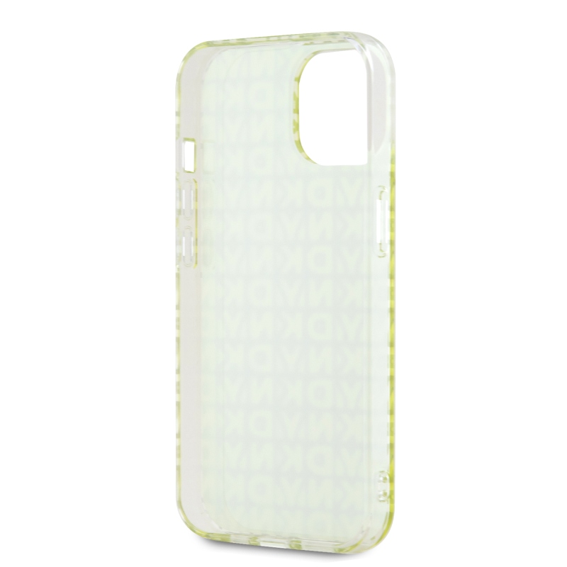 DKNY PC/TPU ismétlődő mintás hátsó borító iPhone 15 készülékhez Sárga
