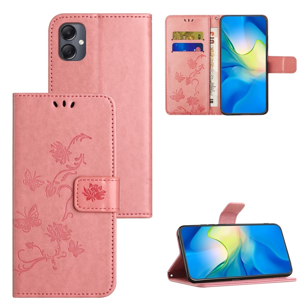 Virágos könyv tok Samsung Galaxy A07 4G - rózsaszínű