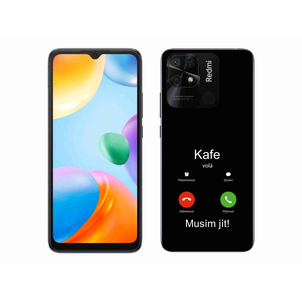 Gél borító mmCase a Xiaomi Redmi 10C-hez - kávé hívások fekete háttérrel