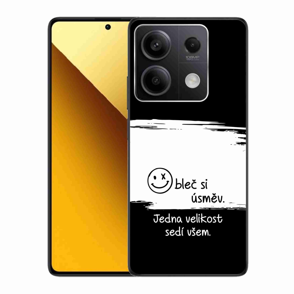 Gél borító mmCase a Xiaomi Redmi Note 13 5G számára - vicces szöveg 8 fekete és fehér háttérrel