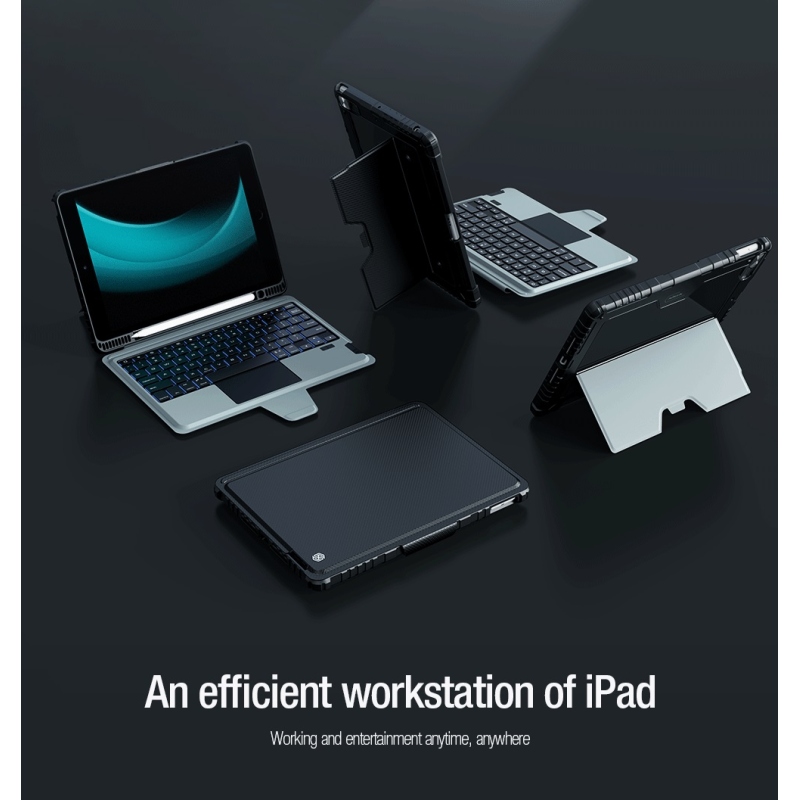 Nillkin Bumper Combo billentyűzet tok (háttérvilágításos verzió) iPad 10.2 2019/2020/2021 Fekete