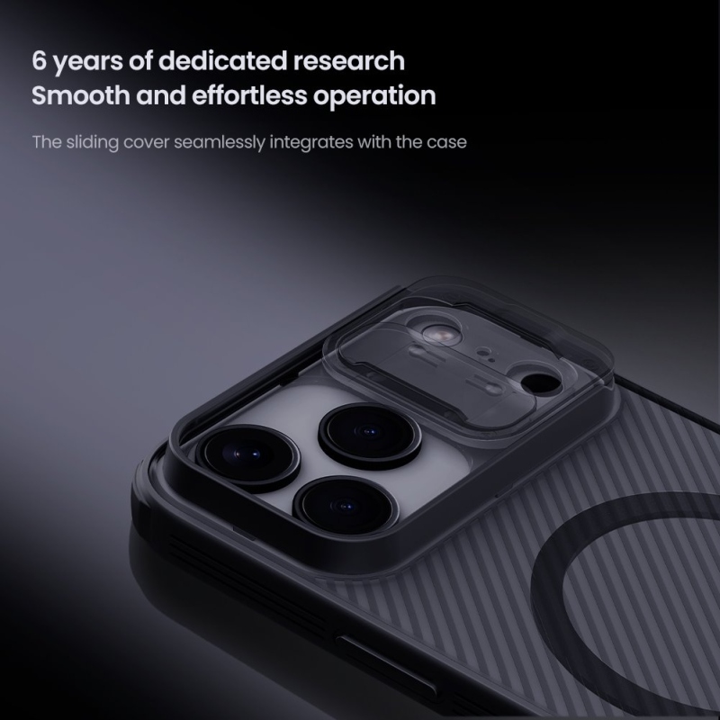 Nillkin CamShield PRO mágneses hátlap Apple iPhone 17 Pro Max készülékhez Átlátszó fekete