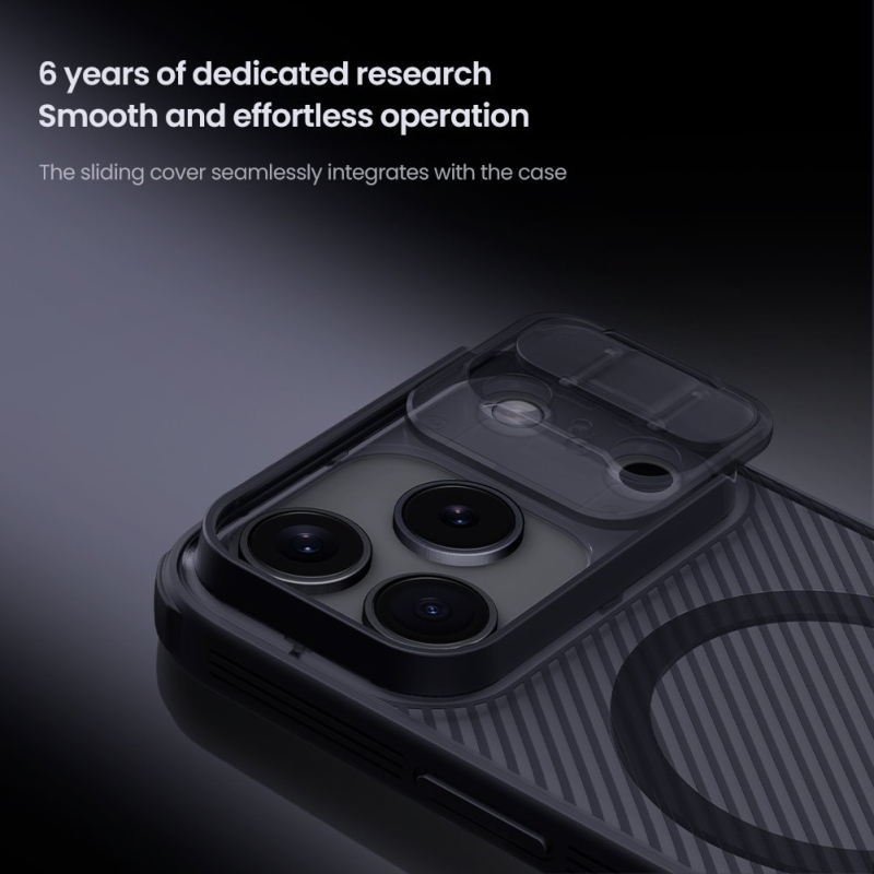 Nillkin CamShield PRO mágneses hátlap az Apple iPhone 17 Pro készülékhez Átlátszó Fekete