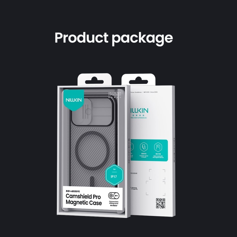 Nillkin CamShield PRO mágneses hátsó borítás Apple iPhone 17 átlátszó fekete
