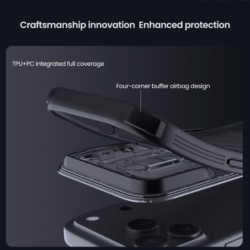 Nillkin CamShield PRO hátlap az Apple iPhone 17 Pro készülékhez Átlátszó Fekete
