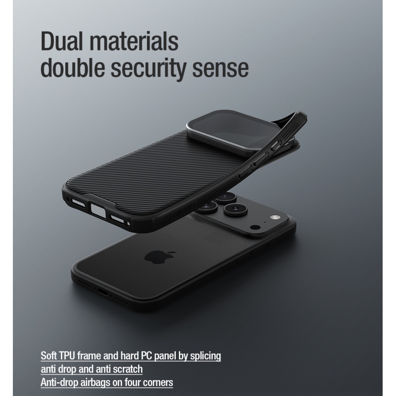 Nillkin CamShield Prop mágneses hátlap Apple iPhone 17 Pro Max készülékhez Fekete