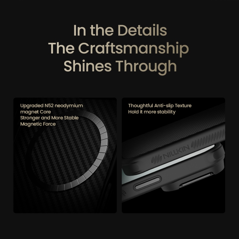 Nillkin CarboProp Aramid mágneses hátlap Apple iPhone 17 Pro Max készülékhez Fekete