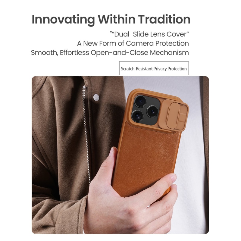 Nillkin Qin Book PRO tok Apple iPhone 17 Pro barna színű tokhoz