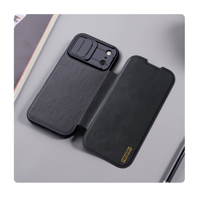 Nillkin Qin Book PRO tok Apple iPhone 17 Pro Max barna színű tokhoz