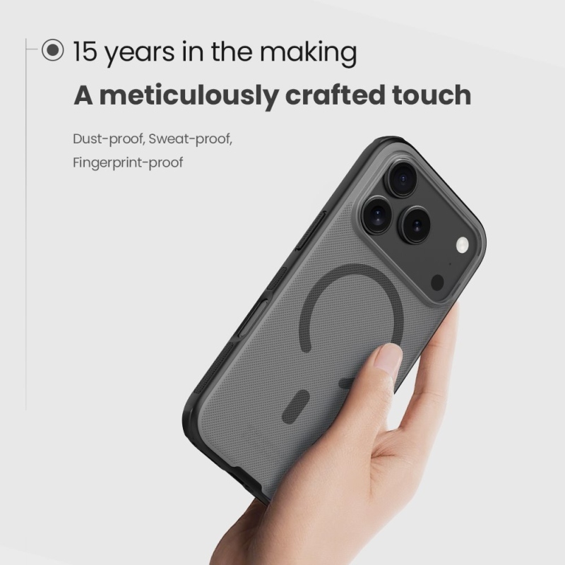 Nillkin Super Frosted PRO mágneses hátlap az Apple iPhone 17 Pro készülékhez Átlátszó fekete