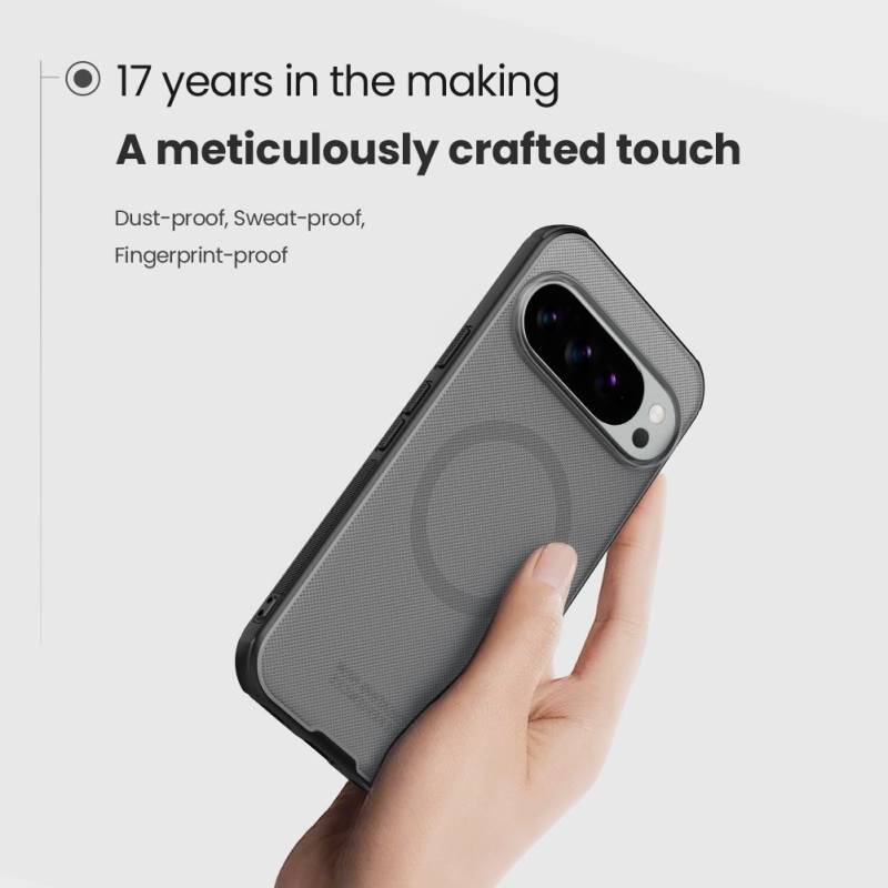 Nillkin Super Frosted PRO mágneses hátlap a Google Pixel 10 Pro XL-hez átlátszó fekete színben