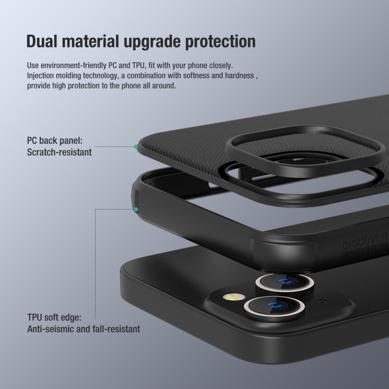 Nillkin Super Frosted PRO hátlap Apple iPhone 13/14 fekete (logó kivágás nélkül)