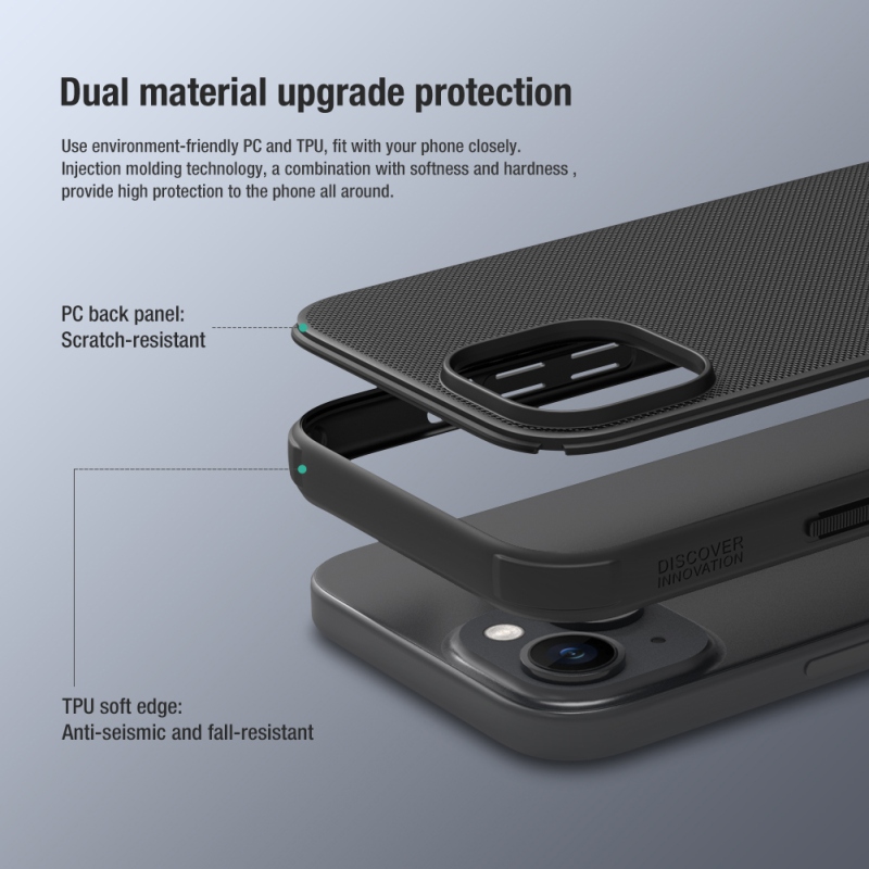 Nillkin Super Frosted PRO hátlap Apple iPhone 15 fekete (logó kivágás nélkül)