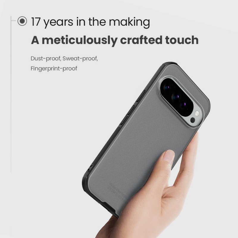 Nillkin Super Frosted PRO hátlap a Google Pixel 10/10 Pro számára Átlátszó Fekete