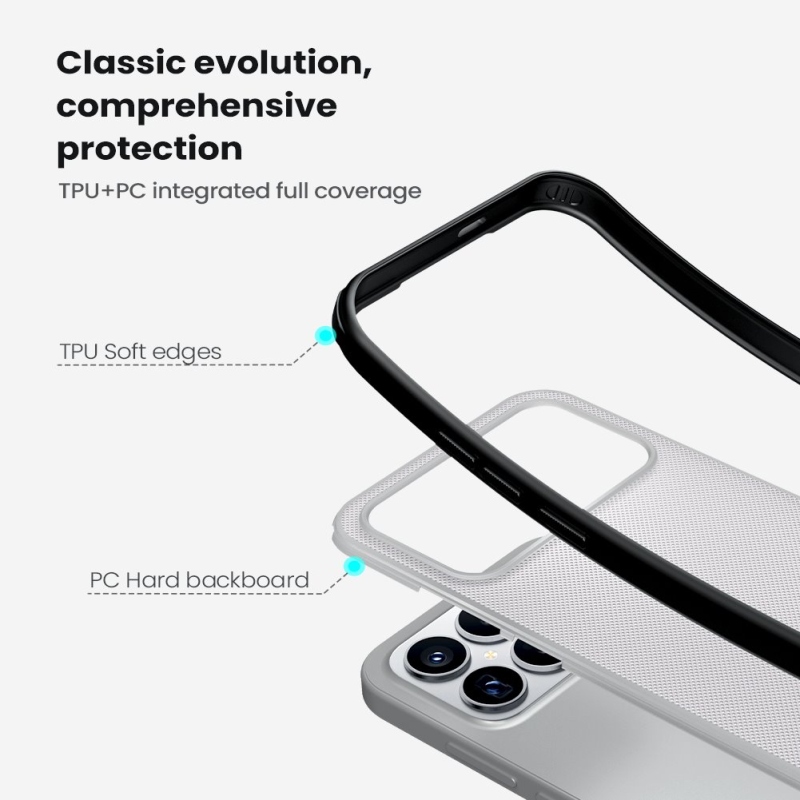 Nillkin Super Frosted PRO hátlap Poco F8-hoz, átlátszó, fekete