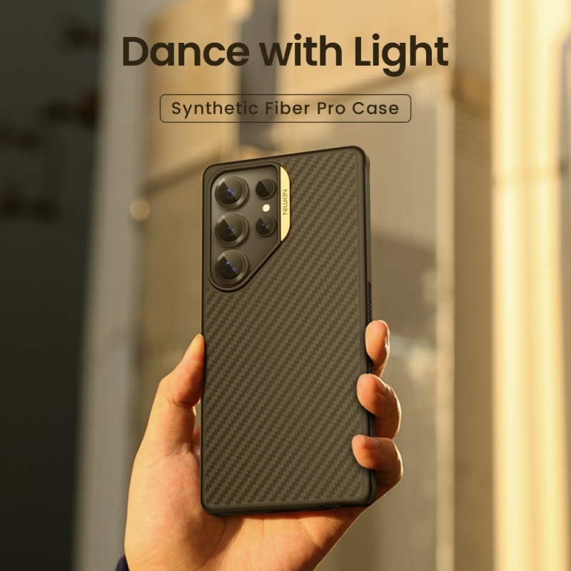 Nillkin Szintetikus szál PRO mágneses védő hátlap Samsung Galaxy S25 Ultra fekete