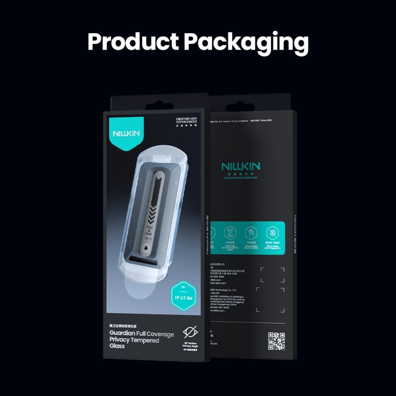 Nillkin Edzett üveg 0.25mm Guardian 2.5D Apple iPhone Air fekete (applikátorral)