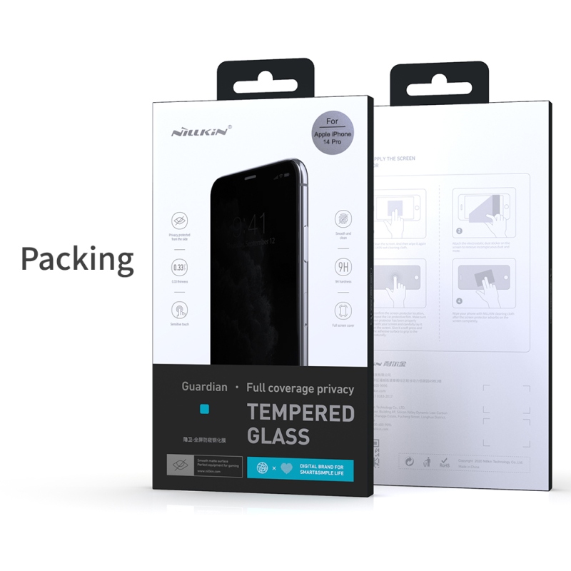 Nillkin edzett üveg 0.33mm Guardian 2.5D az Apple iPhone 14 Pro készülékhez Fekete