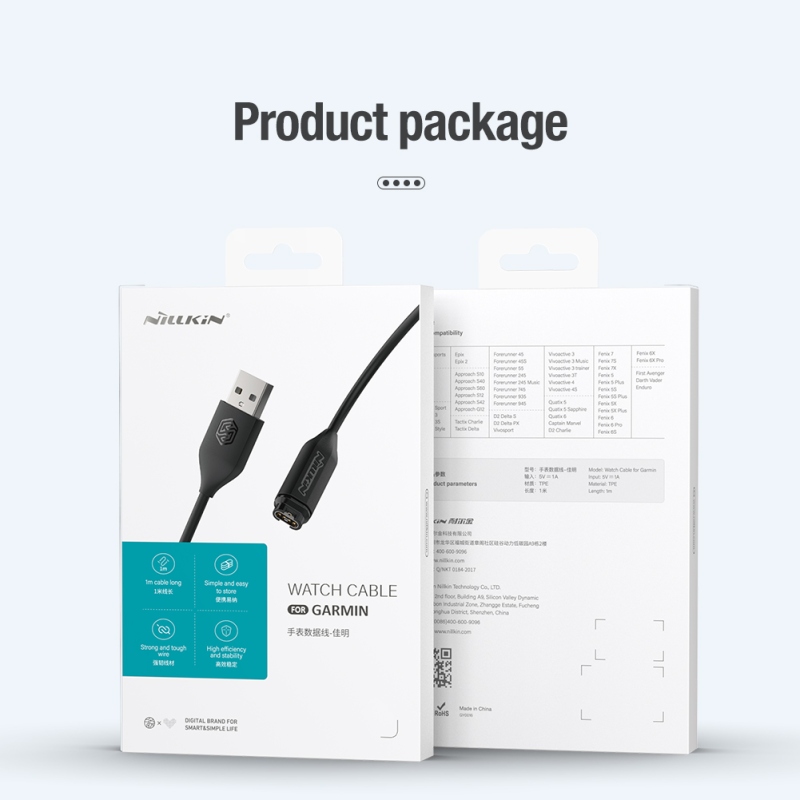 Nillkin USB adat- és töltőkábel Garmin órához Fekete