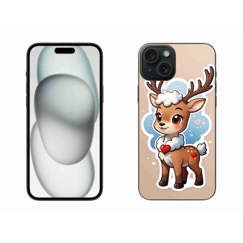 Zselés borítás mmCase iPhone 15 Plus készülékhez - rajzfilm rénszarvas