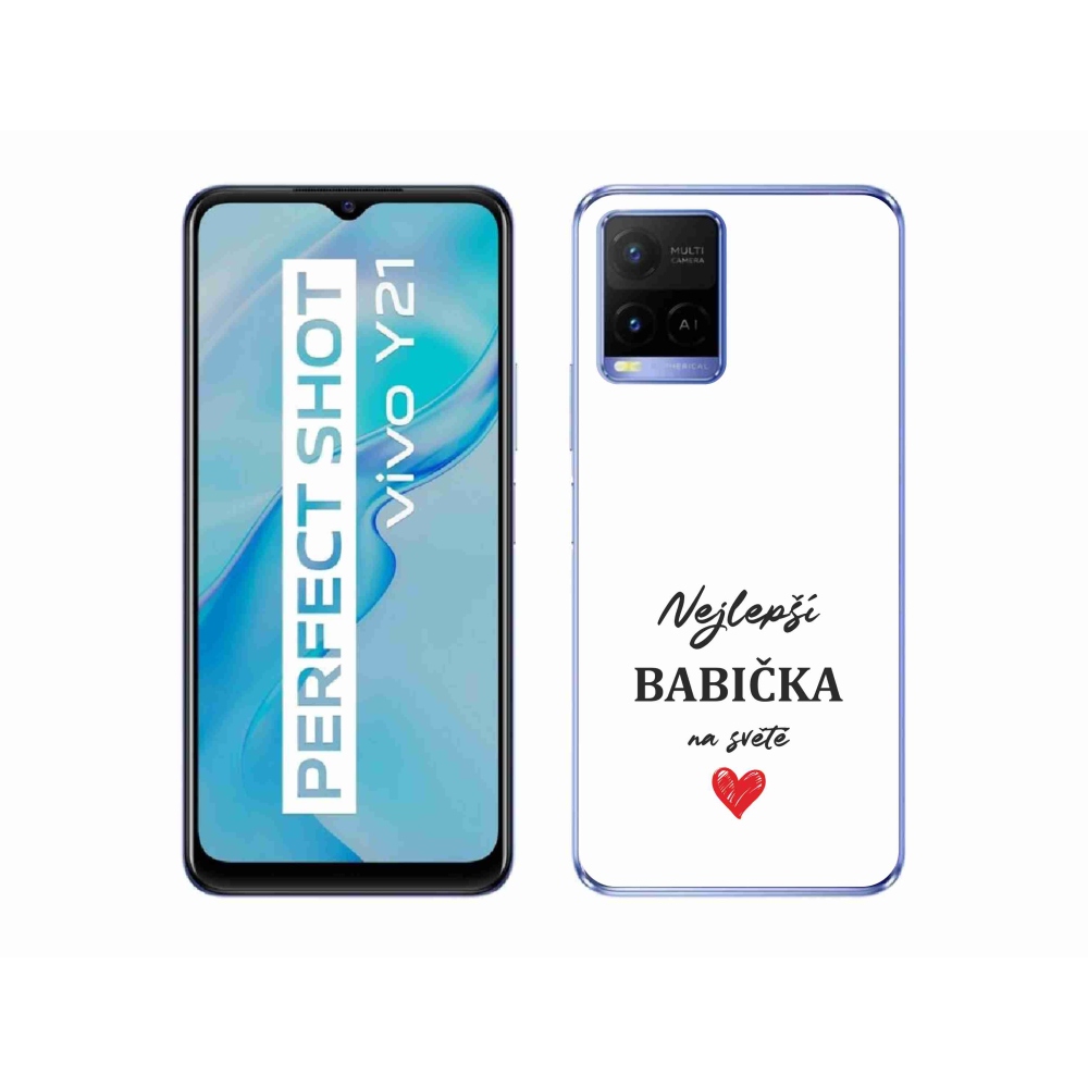 Gél borítás mmCase a Vivo Y21/Y21s/Y33s készülékhez - Best Grandma 1 fehér háttérrel
