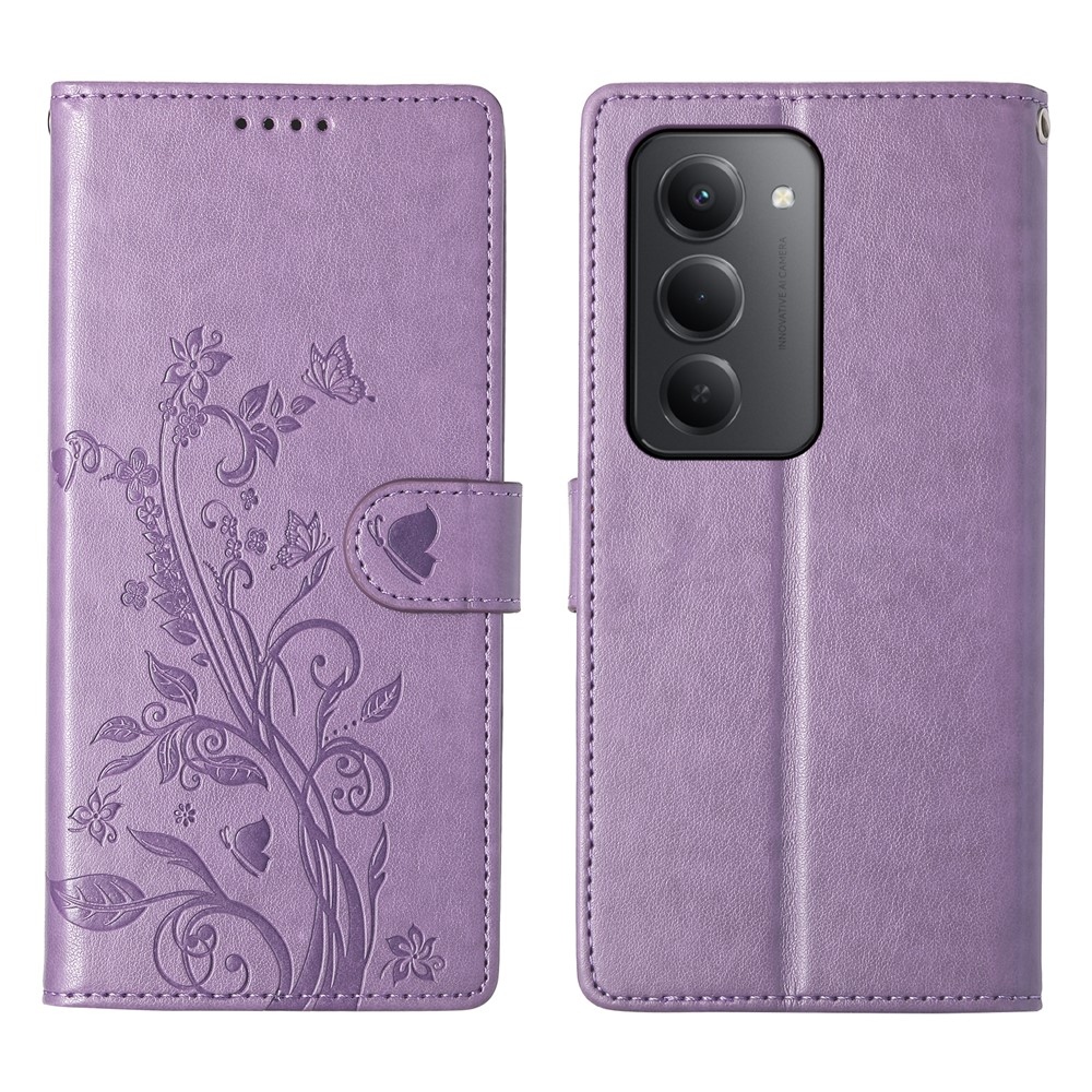 Virágos könyv tok Xiaomi Redmi 15 5G (169mm) - lila