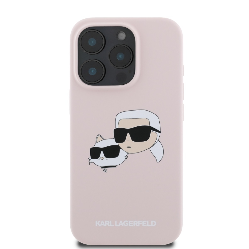 Karl Lagerfeld folyékony szilikon duplafejű MagSafe hátlap iPhone 16 Pro rózsaszínű iPhone 16 Pro készülékhez