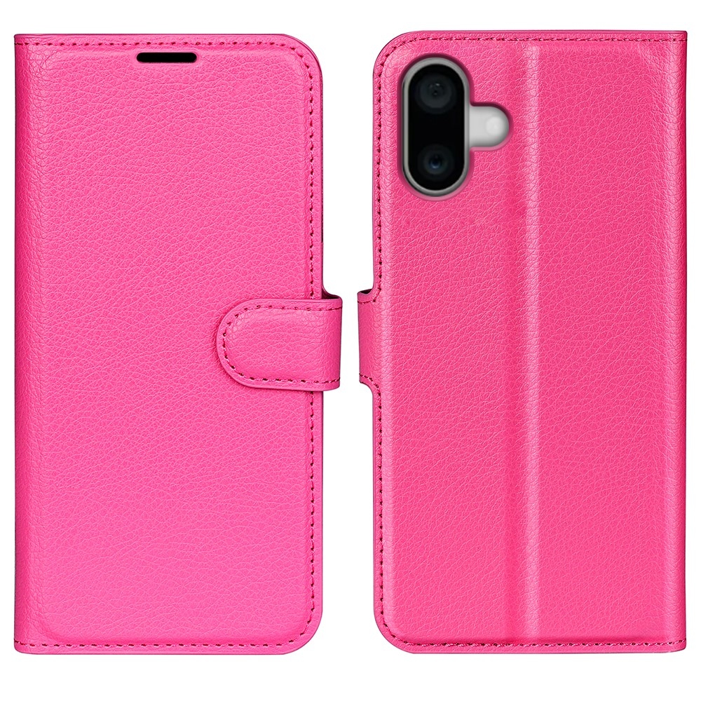 Litchi könyv tok iPhone 16 Plus készülékhez - rózsaszínű