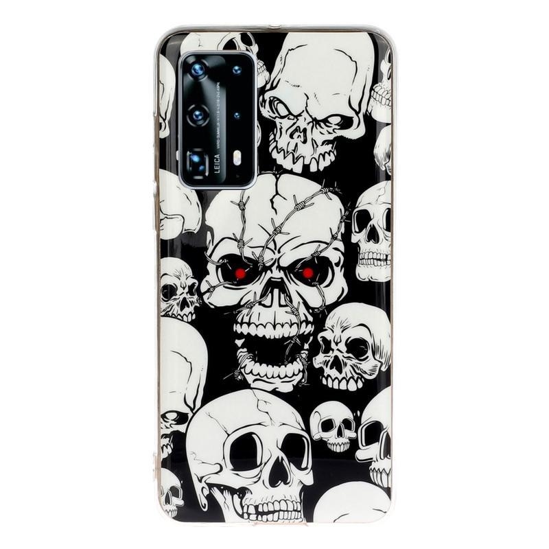 Éjfényes gél tok mobil Huawei P40 Pro - koponyákhoz