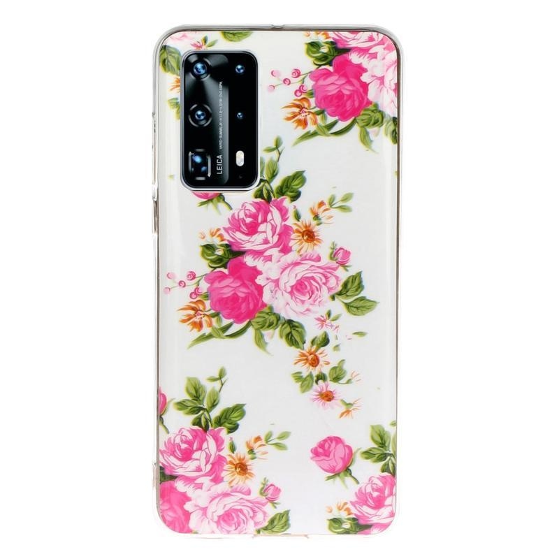 Éjjeli fényes gél tok mobil Huawei P40 Pro - élő virágok