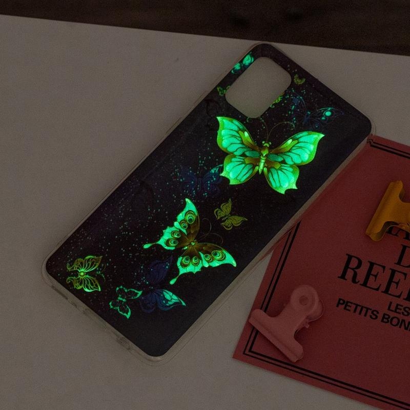 Éjjeli fényes zselés tok mobil Samsung Galaxy A31 - kék és arany pillangó