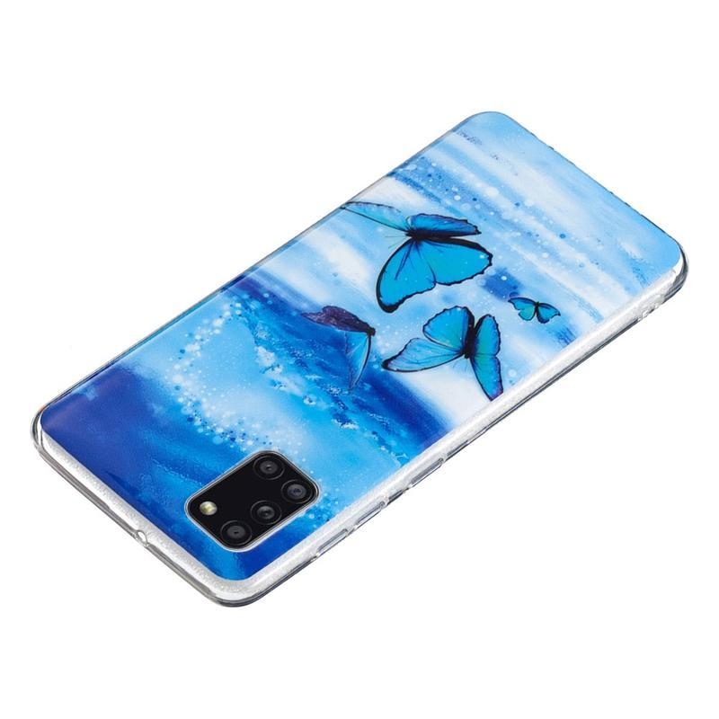 Éjjeli fényes gél tok mobil Samsung Galaxy A31 - kék pillangó